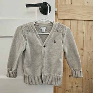 Ralph Lauren Kids Boys Gray Beige Cardigan Sweater
